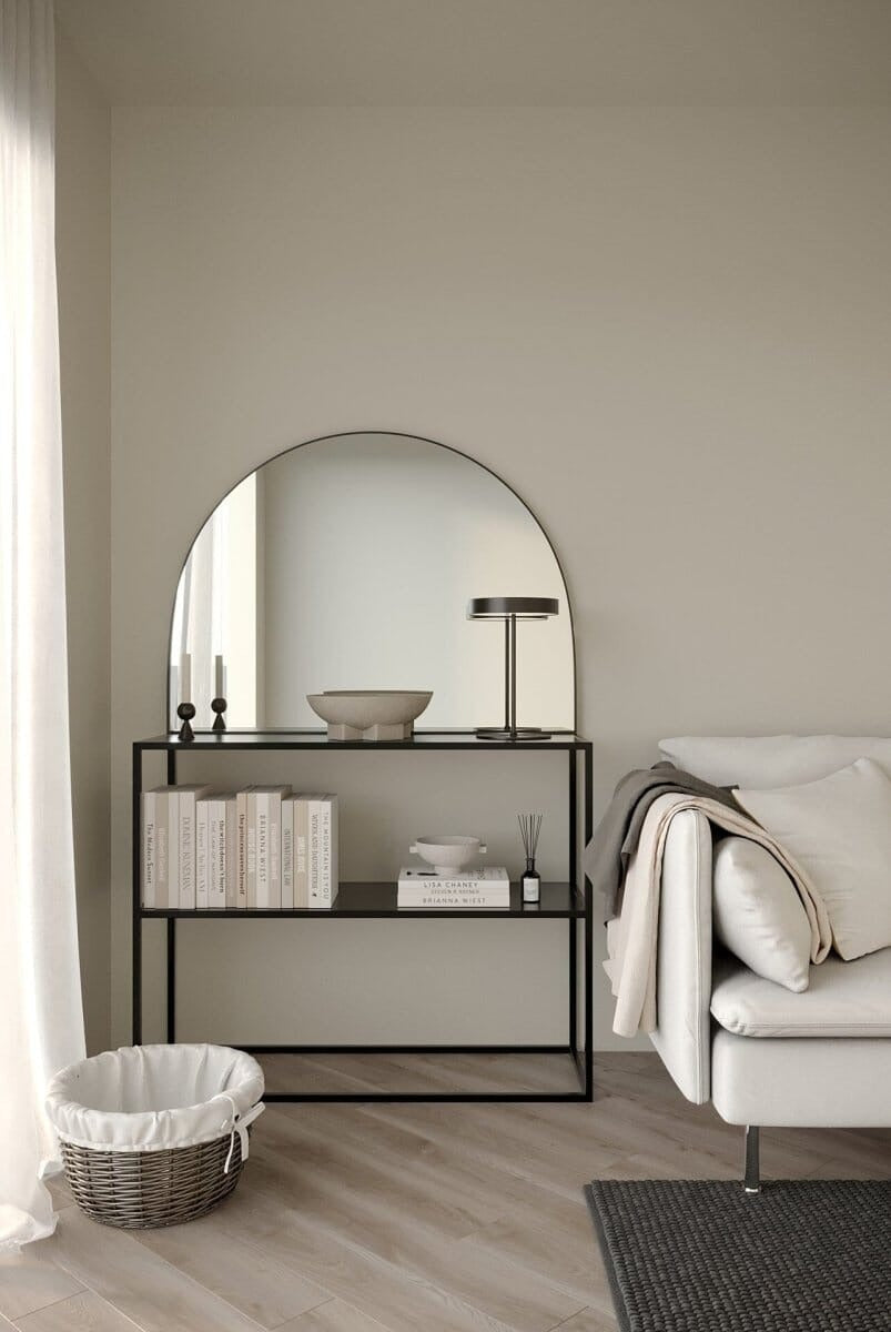 Miroir Console Arqué Noir — Élégance &amp; Sobriété