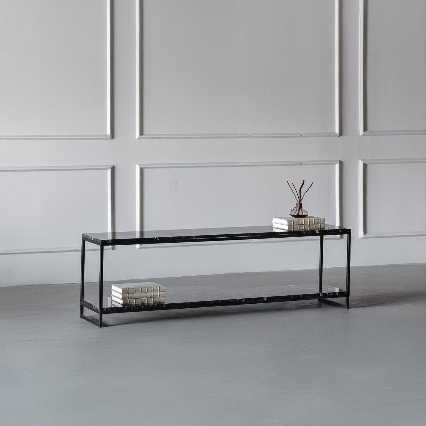 Meuble TV Atlas en marbre noir