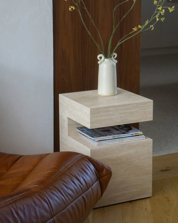Table d'appoint en travertin Magnifis - Modernista Maroc