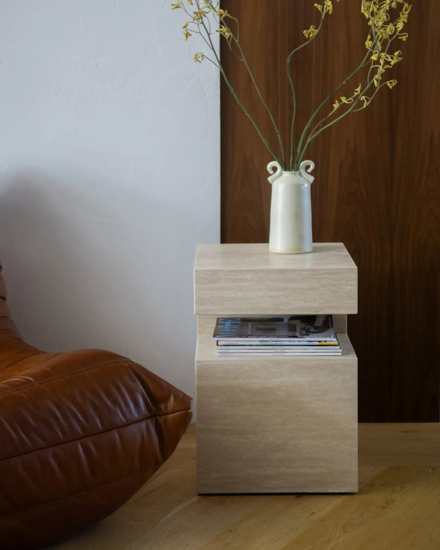 Table d'appoint en travertin Magnifis - Modernista Maroc
