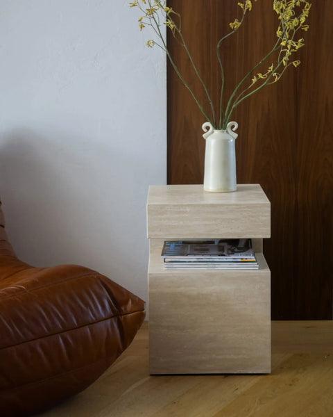 Table d'appoint en travertin Magnifis - Modernista Maroc