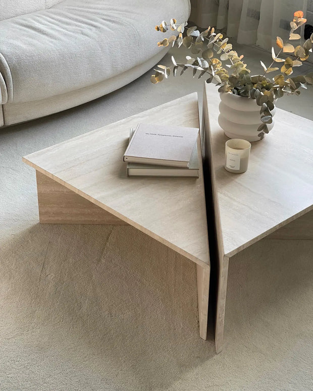 table basse en travertin Chellah - Modernista Maroc