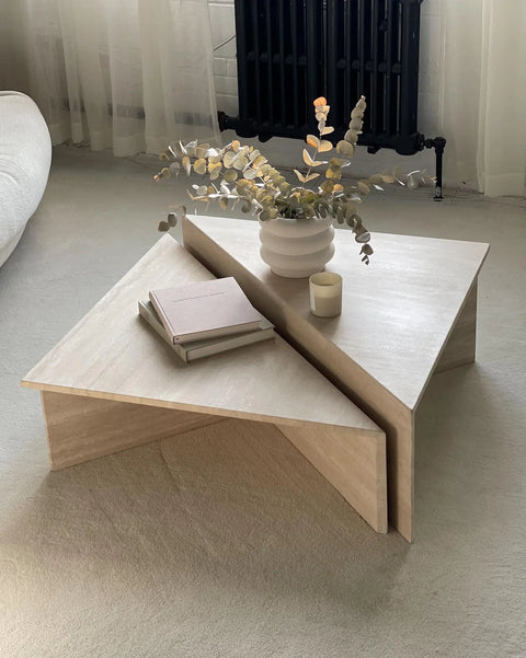 table basse en travertin Chellah - Modernista Maroc