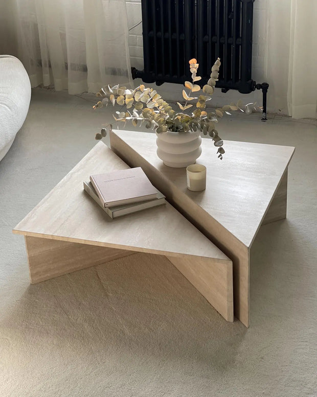table basse en travertin Chellah - Modernista Maroc