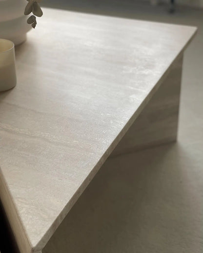 table basse en travertin Chellah - Modernista Maroc
