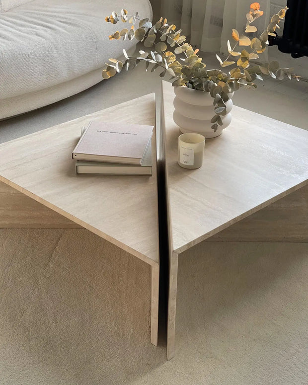 table basse en travertin Chellah - Modernista Maroc