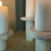 Ensemble de trois piliers pour bougies en travertin - Modernista Maroc