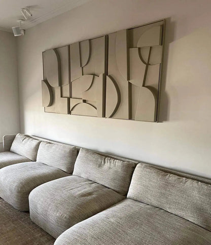 Trio de Tableaux Abstraits en Relief 3D - Modernista Maroc