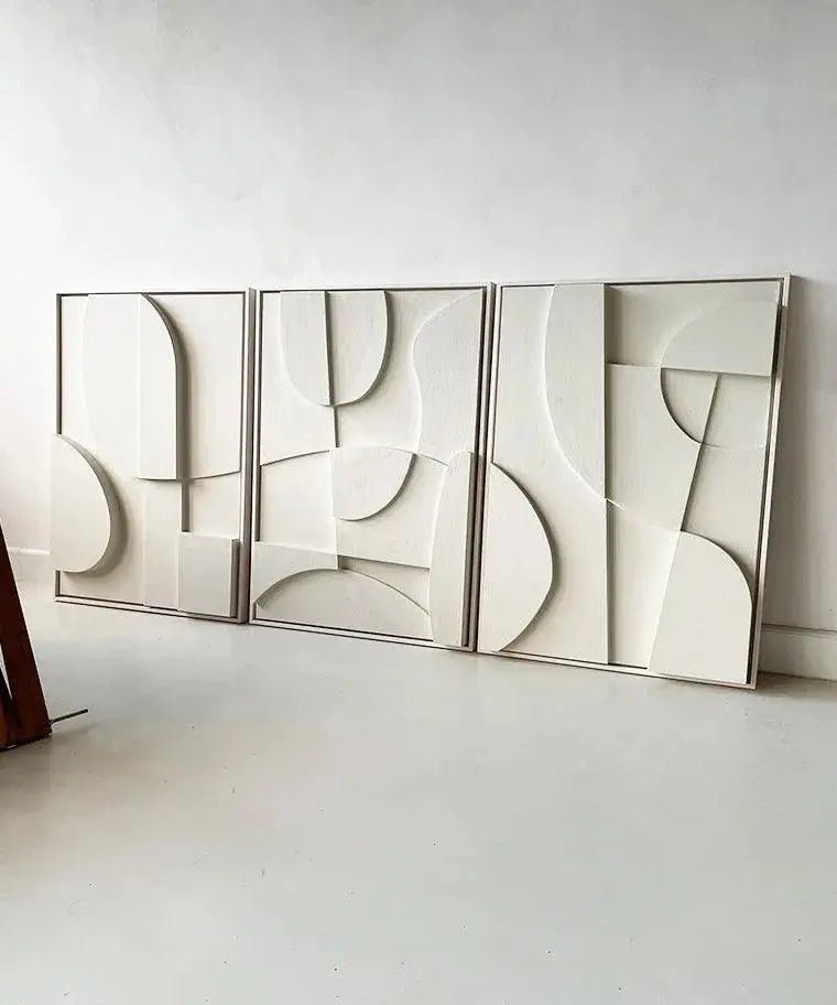 Trio de Tableaux Abstraits en Relief 3D - Modernista Maroc