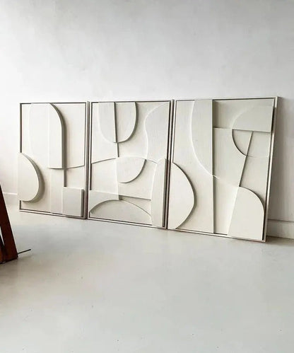 Trio de Tableaux Abstraits en Relief 3D - Modernista Maroc