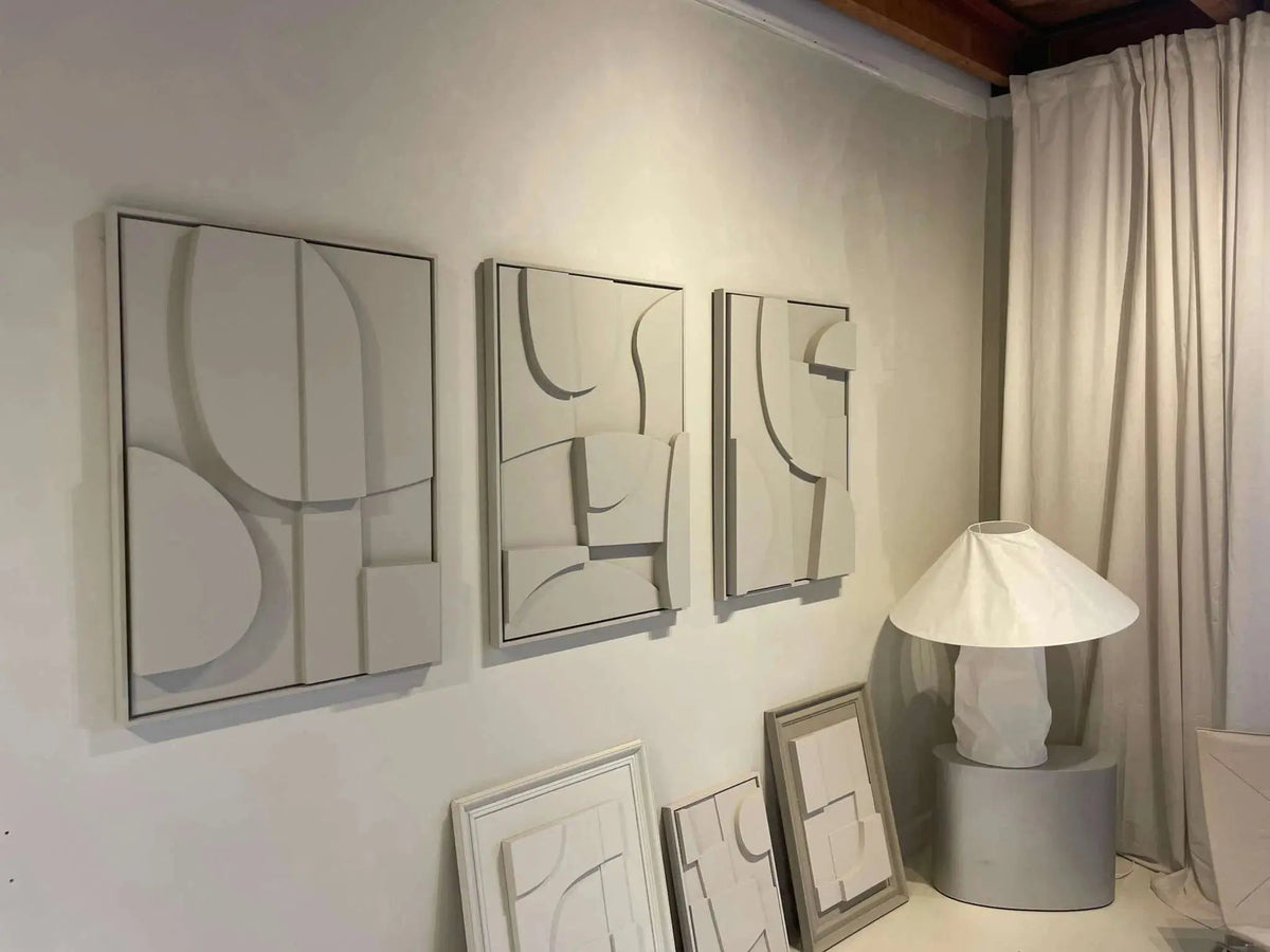 Trio de Tableaux Abstraits en Relief 3D - Modernista Maroc