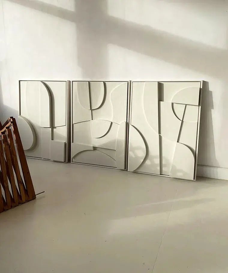 Trio de Tableaux Abstraits en Relief 3D - Modernista Maroc