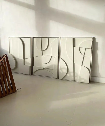 Trio de Tableaux Abstraits en Relief 3D - Modernista Maroc