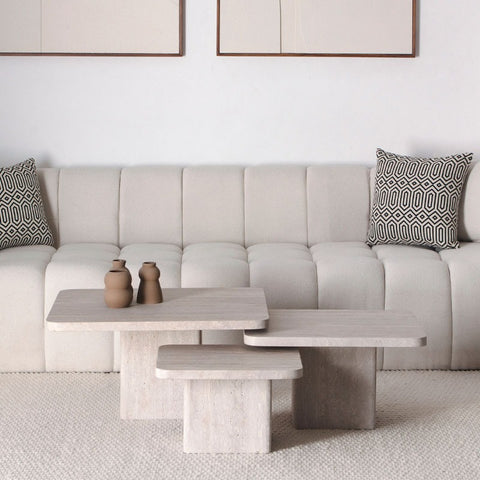 Trio Tables Basses Solara en Travertin